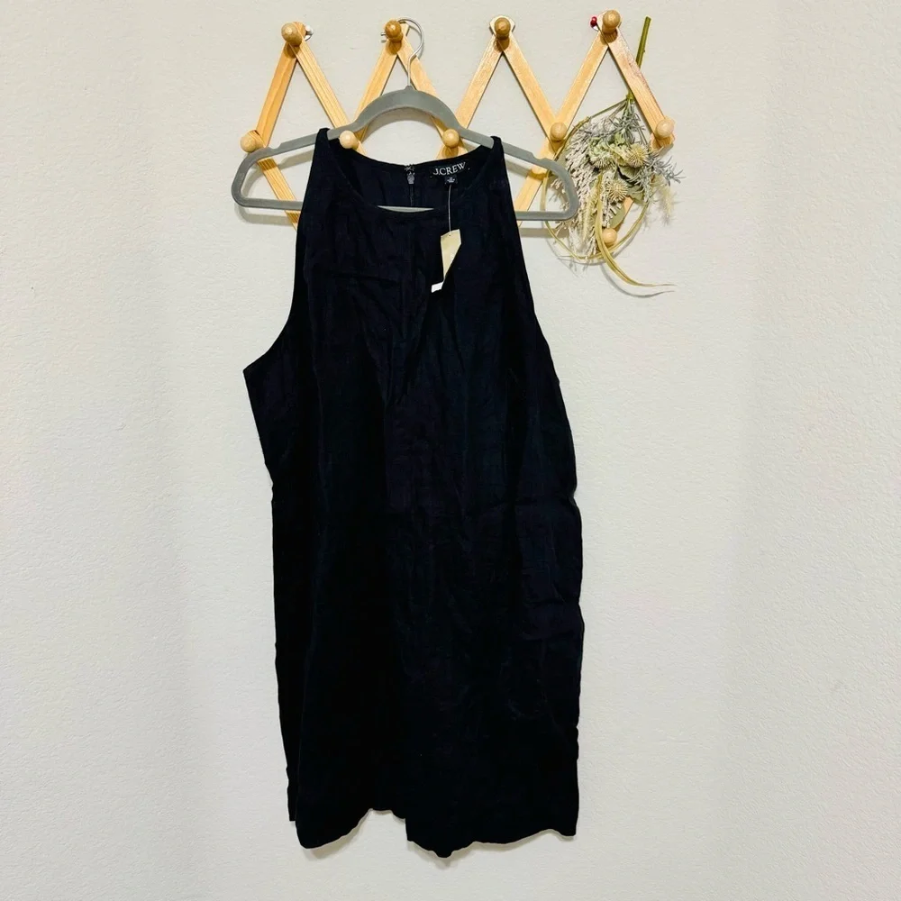 NWT! J.Crew Maxine Black A-line Linen High Neck Shift Dress Size 2X